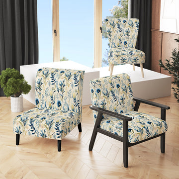 Sandy Beige Coastal Blue - Bohemian Accent Slipper Chair